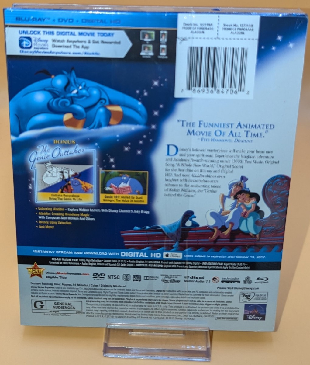Disneys Aladdin (1992) Diamond Edition Blu-Ray + DVD Digibook