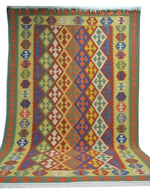 IC741 Handgewebter Teppich aus Wolle Ghashgai Kelim Natur Farbe 300 x 200