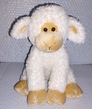 Gund Animal Alley LAMB Sheep White Soft Fur 12" Plush Tan Muzzle Hooves Ears '09