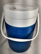 Vintage Rare Coleman Water Jug Cooler Blue White 1 Gallon Model 5681 5696