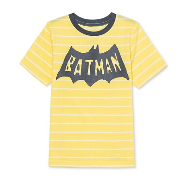 DC Comics Toddler Boys 3 Popcorn Yellow Batman Stripe Loose Fit TShirt NWT