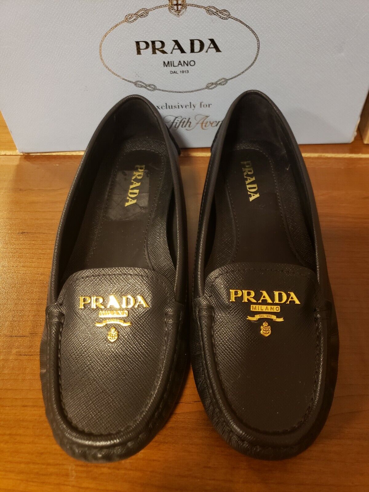 Prada Womens Black Soft Leather Driving Moccasins Sz  | eBay