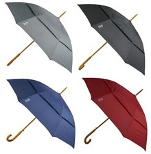 48" Classic English J hook wooden stick umbrella w/Windproof Vented canopy