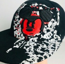 Kids Girls Boys Hat Red White Black Flat Brim Baseball Cap Mickey Youth NWOT