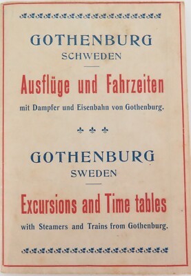.c1900 Gothenburg, Sweden Steamers & Trains Excusions & Time Tables + Map.