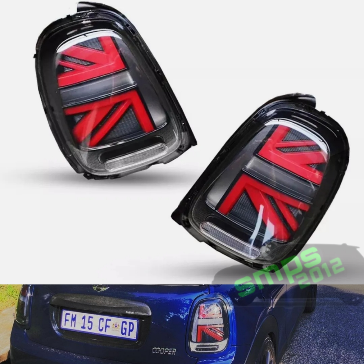 Fits Mini F56 LED Union Jack Tail Lights Smoked Grey Red Dynamic
