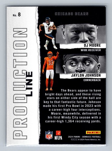 2024 Panini Donruss - Production Line D.J. Moore, Jaylon Johnson #8 - Picture 2 of 2