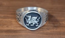 Welsh Dragon ring - Flag of Wales Dragon - Y Ddraig Goch - sizes 7  to 14 RM111