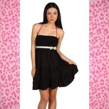 JUICY COUTURE Juicy Love Black Smocked Cover Up DRESS size M