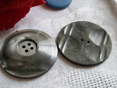 Lot De 5 Gros Boutons Vintage Verts – Diamètre 3 Cm (30 Mm) – Épais, Pour Manteaux – Occasion