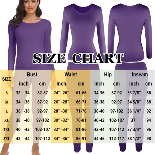 Womens Winter Ultra-Soft 2 Pc Thermal Set Top and Bottom Long Underwear Warm - Picture 25 of 27