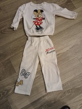 Disney Minnie Mouse Girls 2 Piece Outfit Set Size 4 White Sweatshirt Pants