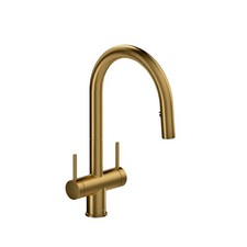 NEW Riobel Azure 2 Handle Pull Down Kitchen Faucet Brushed Gold AZ801BG 1073msp