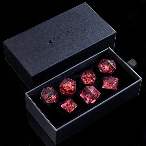 DND Dice Set,Liquid Core Handmade Sharp Edge 7 Piece Resin Dice-Dungeons and ... - Picture 6 of 6
