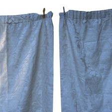 Vintage Ivory Jacquard Curtians Pair Pencil Pleat Lined 54"D 36"W Medium Weight