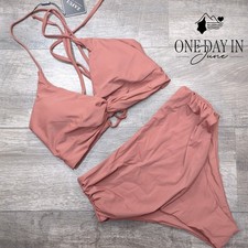 Zaful Lace Up Back High Waist Bikini Swimsuit Size L