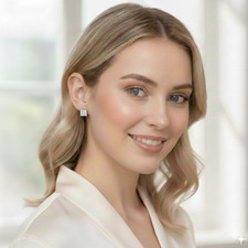 1.6Ct Certified Princess Cut White Diamond Studs-Great Shine - Free Tariffs.