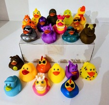 Lot of 21 Assorted Plastic Rubber Duck Figurines - Various Colors Designs
