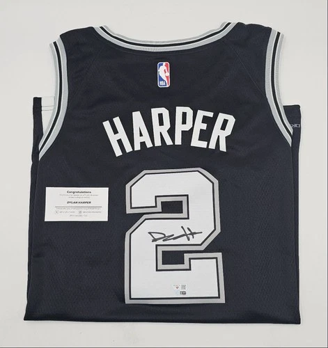 DYLAN HARPER FANATICS CERT AUTHENTIC BLACK SPURS #2 JERSEY AUTO Q4632