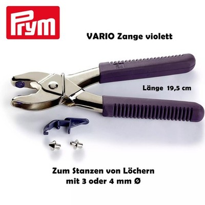 PRYM Vario Zange violett Ösen Druckknopf Loch Zange 390900 nähfrei incl Werkzeug