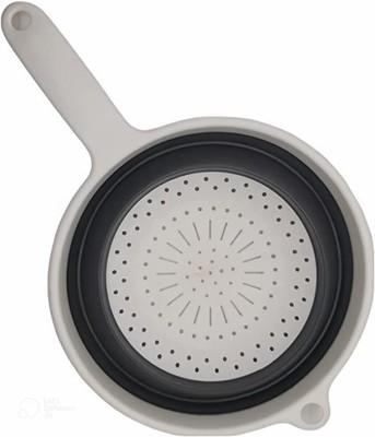 8'' Round Space Saving Collapsible Silicone Kitchen Colander Food Strainer wit...