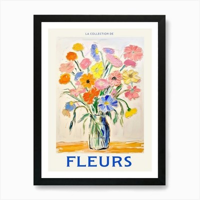 Französische Blume Poster Flachsblume 3 gerahmt Wandbild Poster Leinwanddruck Bild