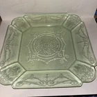 Uranium Green Lorain Depression Glass Square Dinner Plate 10"