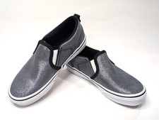 Vans Asher Shimmer Black Girl's Slip On Skate Shoes - Assorted Sizes NWB