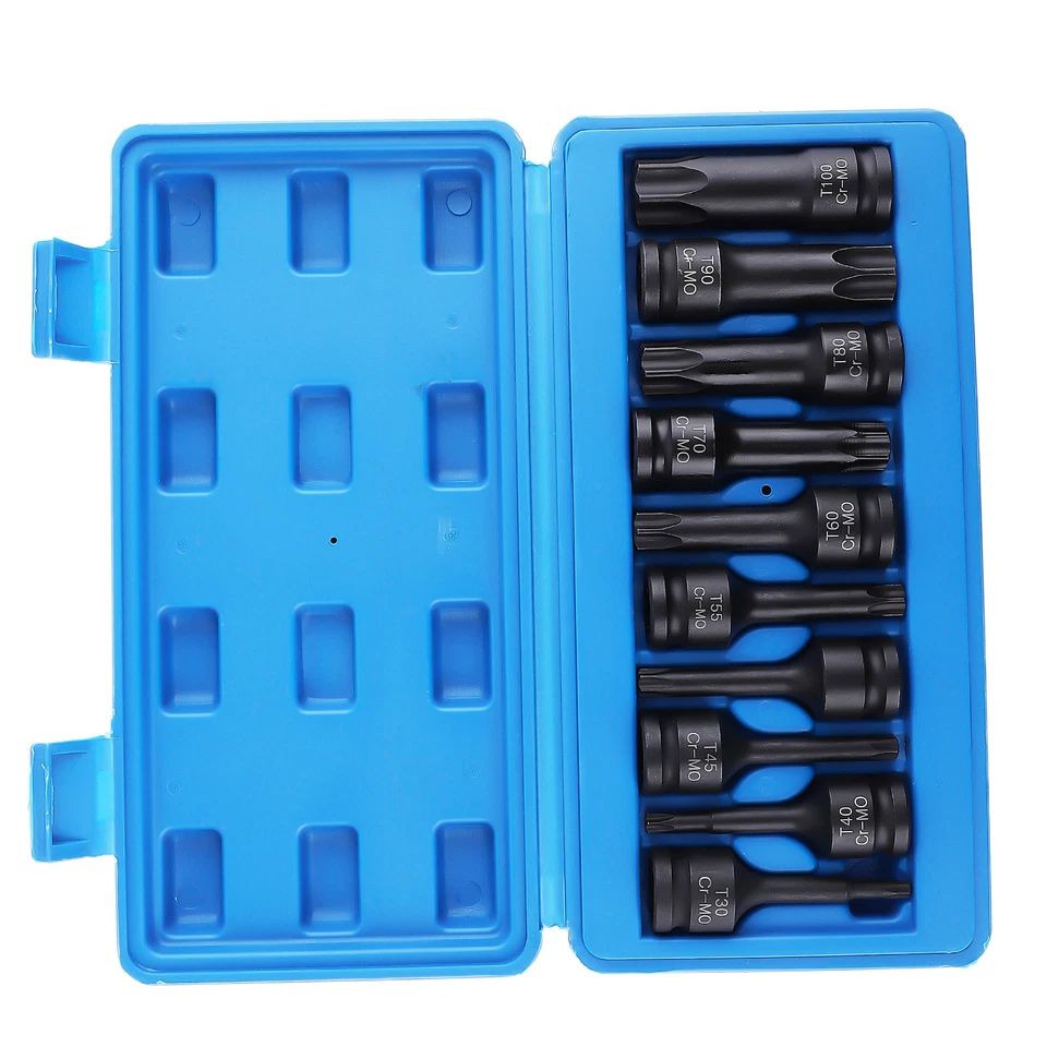 Juego de 10 brocas de impacto Star Drive de 1/2 pulgadas extra largas