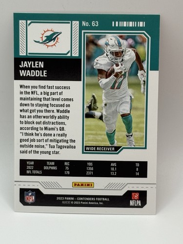 2023 Panini Contenders - Season Ticket Jaylen Waddle #63 - Picture 2 of 2