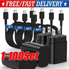 25w Type USB-C Fast Wall Charger 6FT Cable For Samsung Galaxy S20 S21 5G lot US