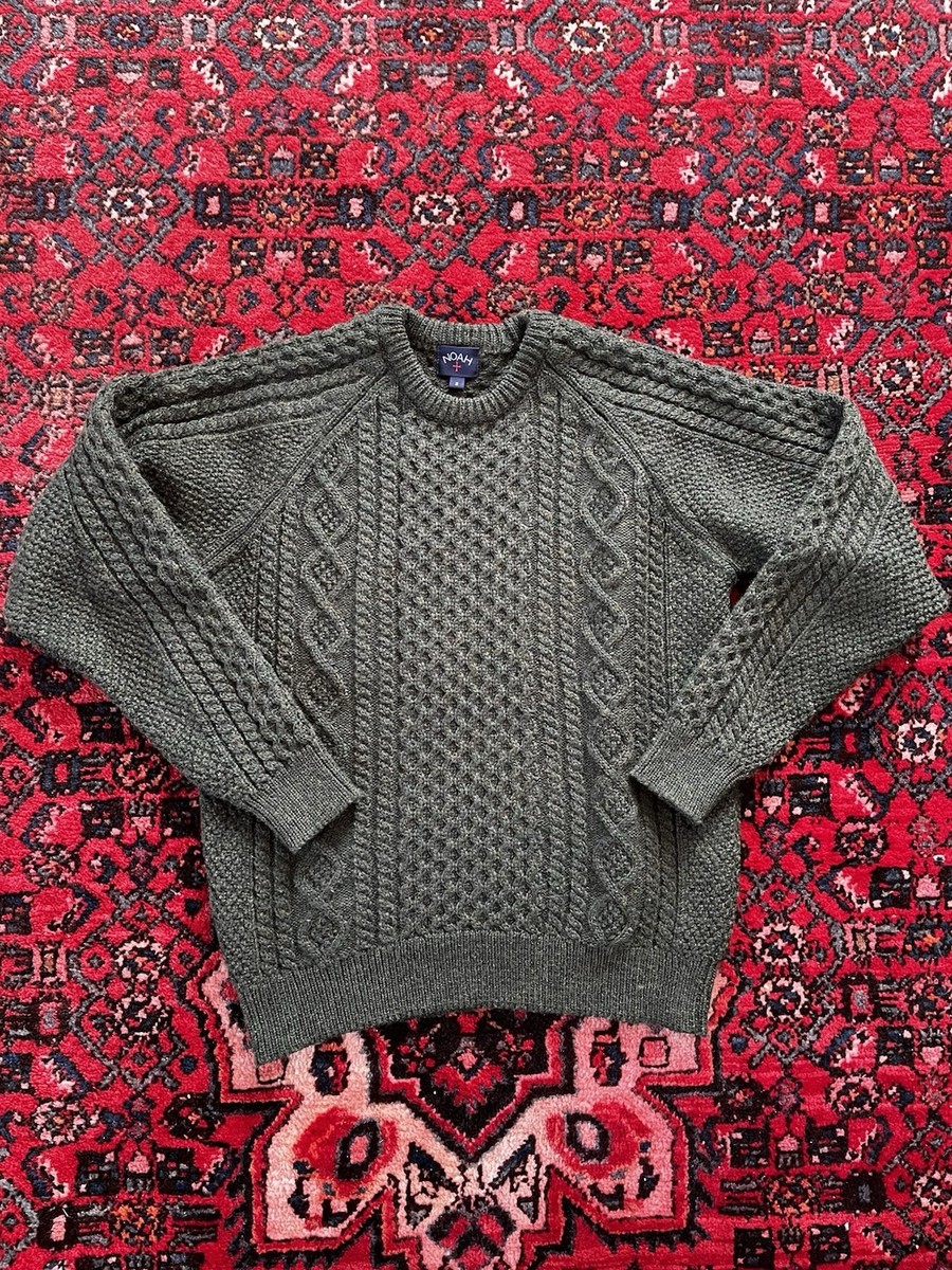 NOAH NYC Peregrine Wool The Fisherman Cable Knit Aran Sweater 