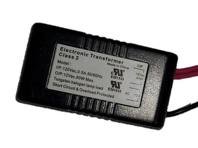 Halogen/Xenon Electronic Transformer 60 Watt Max output 120 Volt Input Black