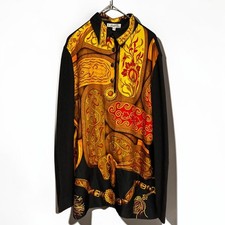 USED HERMES SILK SCARF CARRE KNIT-DOCKING BLOUSE GOOD