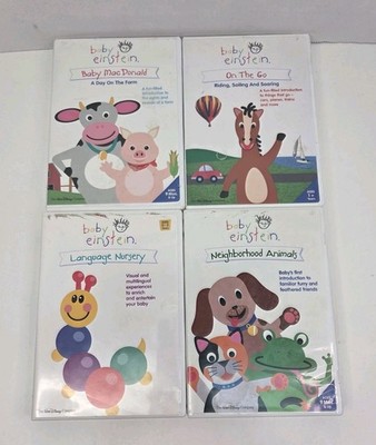 Baby Einstein DVD's Lot 4 Old MacDonald, Language Nursry, Animals, On The Go