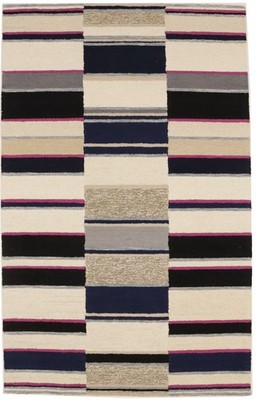 Modern Rug Kids Room Carpet Multicolored 5X8 Stripes Design Hand-Tufted Carpet