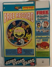 1969 SUGAR CRISP CEREAL BOX W/ARCHIE RECORD - FACTORY FLAT - MINTY