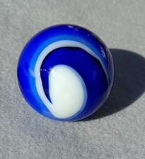 2" Swirl Marble Gear Shift Knob Blue  White - see cond/video