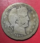 1909O US Barber SILVER Quarter "New Orleans"! Only 712K Mintage! Semi Key Date!