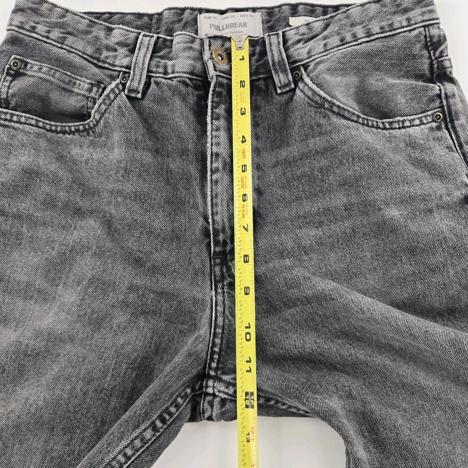 Pull&Bear Wide Leg Jeans Women’s Size 30 Gray Distressed Vintage Fit Denim image 10
