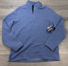 Rhone Men  s Quilted Weekender Pullover Heather Ocean Blue XL Snap Neck NWT