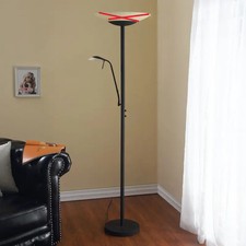 Lindby Stehlampe Fluter Leselicht LED Ragna dunkelbraun dimmbar Leselampe Flu38