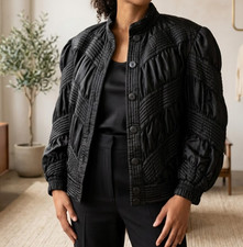 g.s.r by Amrox Vintage NWT Black button up Windbreaker Puffer jacket, sz L