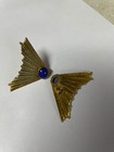  Vintage Sterling silver gold color art deco earings with blue stone — photo 2