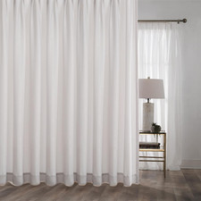 Beige Pinch Pleated Window Sheer Curtains 130 Inches Long 2 Panels, Luxury Velve