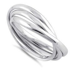 Triple Interlocking Rings 925 Sterling Silver Trinity Wedding Bands