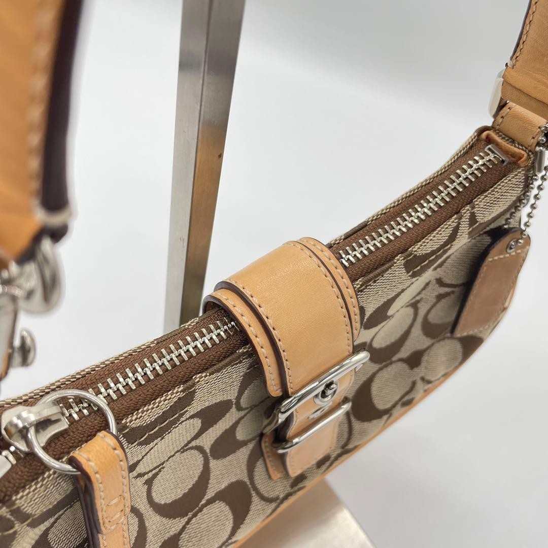 COACH Shoulder Bag 6362 Signature Beige FROM JAPAN - Gem