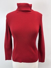Vtg Lauren Ralph Lauren Ribbed Turtleneck Sweater Sz Large Women  s Red Monogram