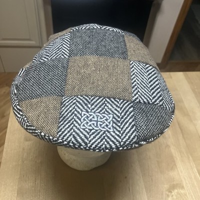 Patrick Francis Irish Mens Flat Cap Brown Multi Tweed Newsboy Hat Wool Blend NWT