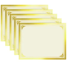 100 Sheets Certificate Papers - Blank Gold Foil Border, Letter Size 8.5x11 fo...